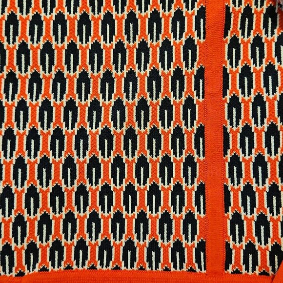 Ann Taylor Retro Geo Print Sweater Womens Small Coral 3/4 Sleeve Jacket Cardigan - Picture 8 of 11